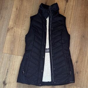 Eddie Bauer Black Quilted Vest with Cream Lining